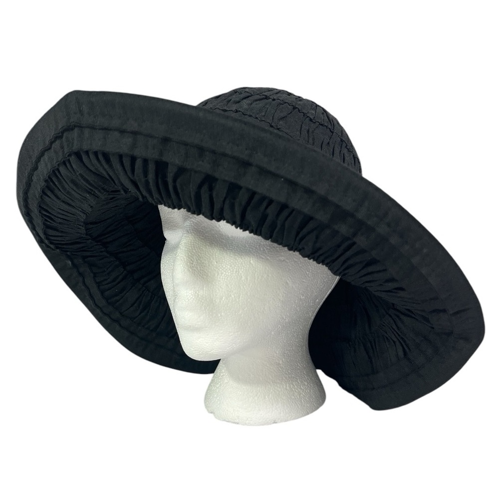 Relax Tommy Bahama Large Brim Ribbon Hat by Dorfman - Packable Crushable Black
